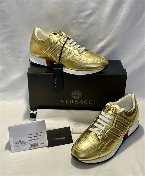 VERSACE Medusa Greek Key Running Shoe, Gold 